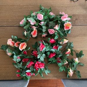 Three lines of fake roses